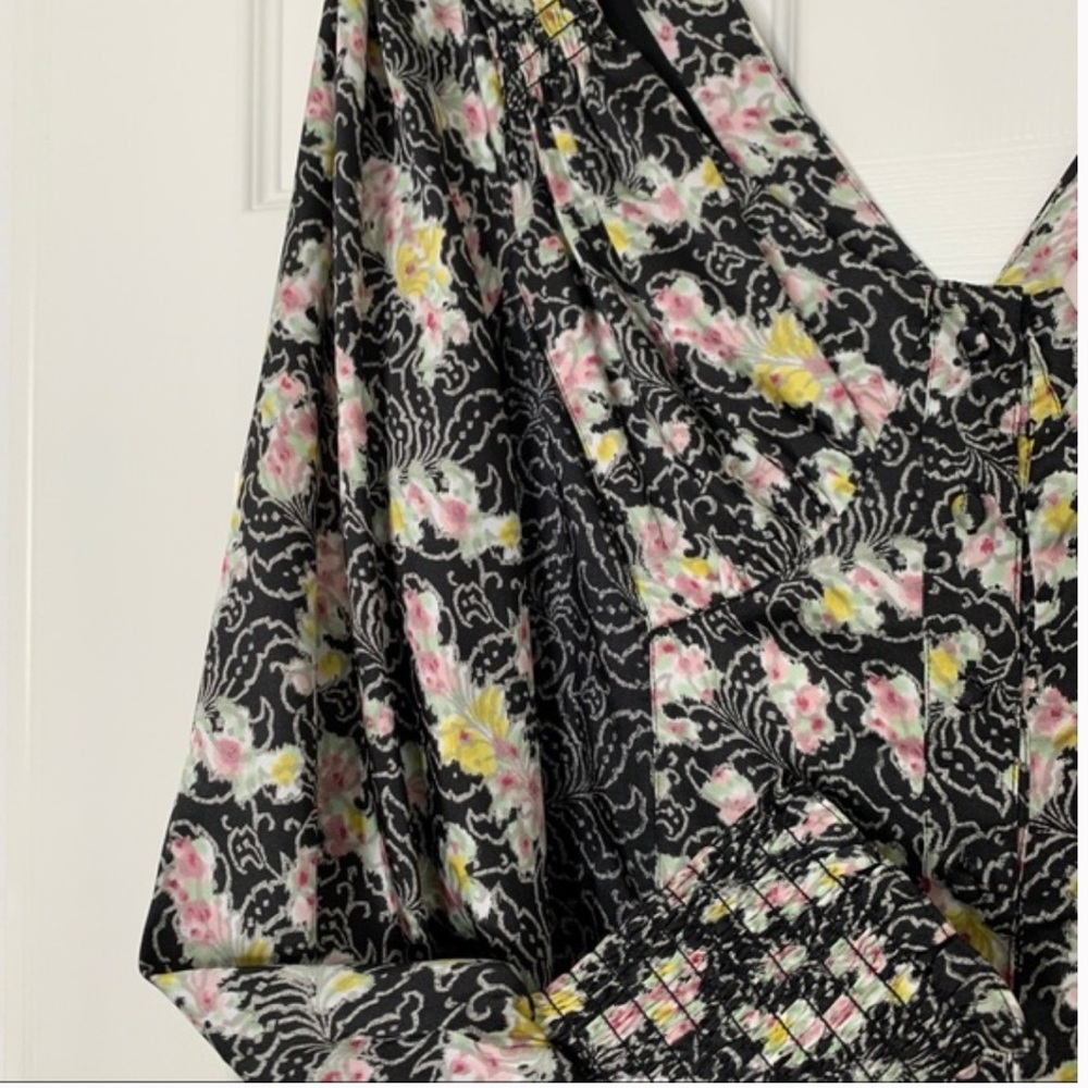 ❤️ CINQ A SEPT WOMENS MIXED PRINT DOUBLE V MIDI DRESS NWOT - Picture 10 of 13
